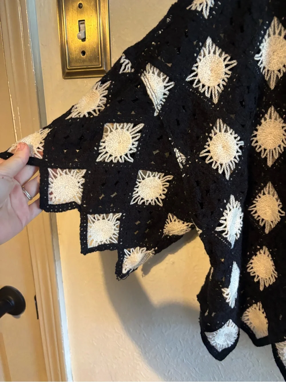 Black and‎ White Diamond Crochet Top